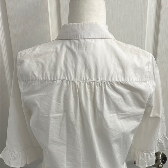 Kate Spade White Blouse Bell Sleeve Peplum Black Embroidery Size XS - Picture 8 of 10